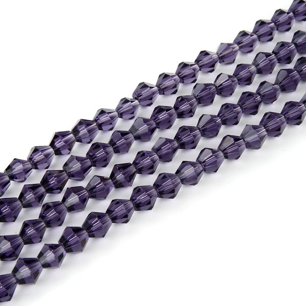 250pcs Creative Club Faceted Bicone Crystal Glass Beads, Amethyst Purple, 6mm (0.24 Inch), Hole ID 1mm, CCB627