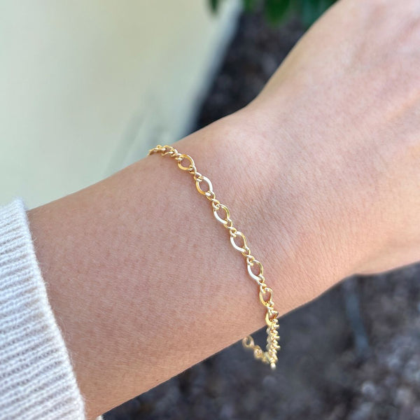 1pc Real 1/20 14K Gold Filled 3.7mm Figure 8 Cable Chain Bracelet, 6.5 Inch with 1 Inch Extender, JB-22