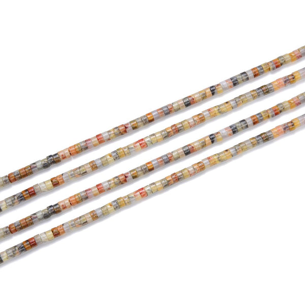 Natural Crazy Lace Agate Gemstone Heishi Tube Rondelle Beads, 4x2mm/Small, Hole ID 0.9mm, 14.5 Inch/1 Strand, GH-C24