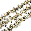 Natural Dalmatian Jasper Gemstone Stick Point Beads, Irregular, 7mm-23mm Long, Hole ID 1mm 1 Strand/15 Inch, GZ5-20