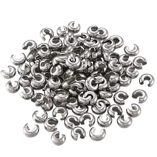 100pcs 304 Grade Stainless Steel Crimp Bead Knot Covers, Crimp End Caps, Size Selections: 3mm/4mm/5mm/6mm