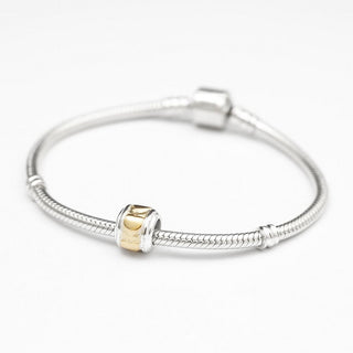Solid 925 Sterling Silver Gold Heart in Ring Love Charm Heart Bead