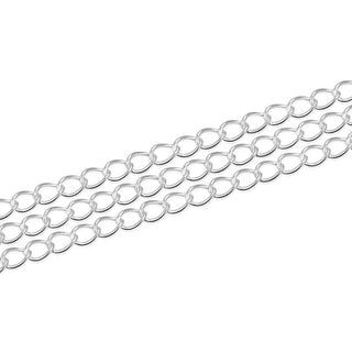 5 Feet 925 Sterling Silver Unfinished Twisted Oval Curb Cable Chain Links, 2.5mm, SSK-O1