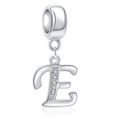 1pc 925 Sterling Silver Letter E, Alphabet Charm Pendant Drop, 18mm Long, Hole ID 4.5mm, EC3-A5