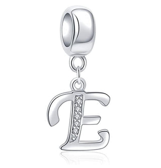 1pc 925 Sterling Silver Letter E, Alphabet Charm Pendant Drop, 18mm Long, Hole ID 4.5mm, EC3-A5