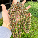Natural Unakite Jasper Gemstone Chip Beads, Free Form, 5mm-8mm, Hole ID 1mm, 1 Strand/31 Inch, GZ1-27