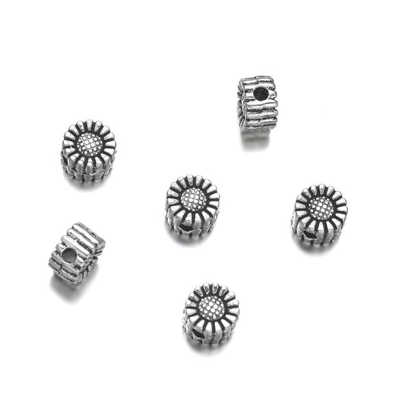 200pcs Flower Beads, 5.5mm Double Sided Small Spacer Beads, Antique Silver, Hole ID 1.5mm, MC-M2