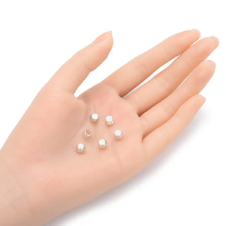 100pcs Smooth Large Hole Cube Beads, Sterling Silver Plated Brass, Size Selections: 3mm/4mm/5mm/6mm/8mm
