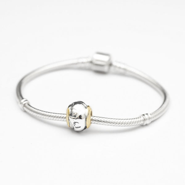 1pc Solid 925 Sterling Silver Moon Sculture Bead Charm, Compatible with Pandora All Other Charm Bracelet, EC183