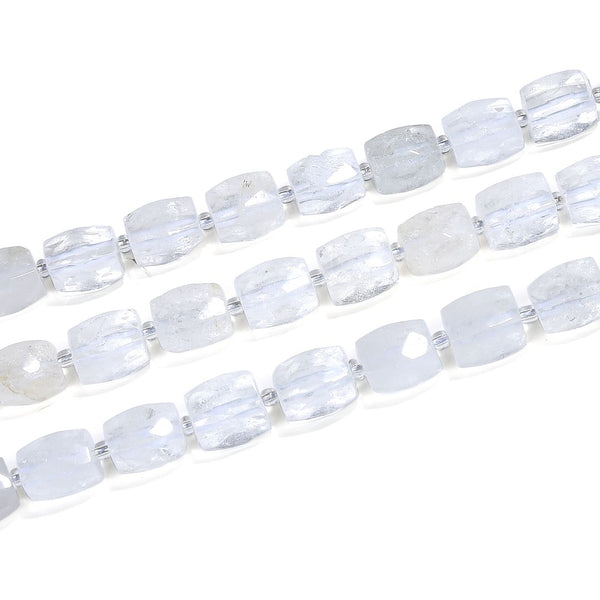 10pcs Natural White Quartz Clear Crystal Gemstone Faceted Cylinder Tube Beads, 12-18mm, Hole ID 1mm, GZ9-3