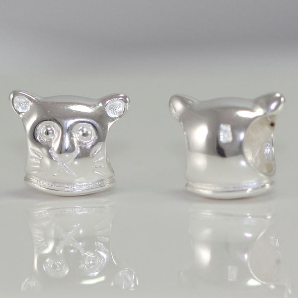 1pc Real Solid Sterling Silver I Love Cat Charm Bead, Compatible with Pandora All Other Charm Bracelets, EC170