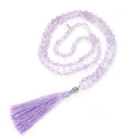 Adabele Premium 108 Mala Bead Tassel Necklace, 8mm Natural Purple Lavender Jade Gemstone, Buddhist Japa Prayer Beaded Jewelry RGN21