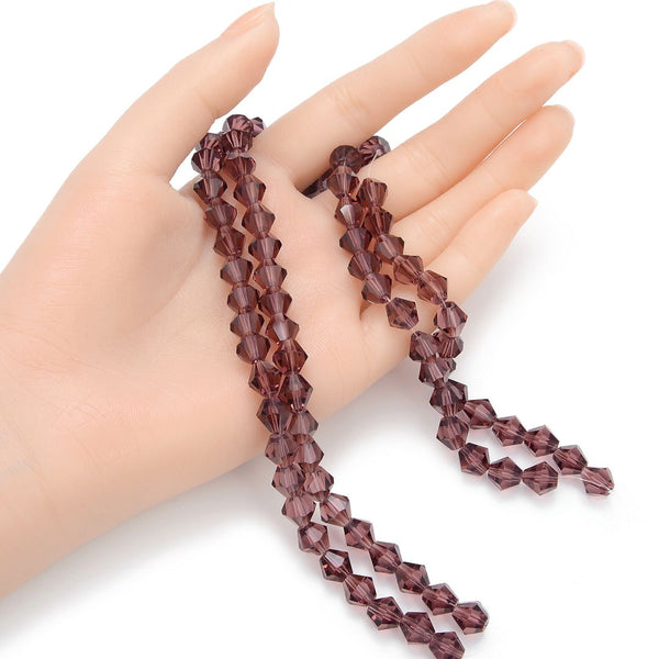 200pcs Creative Club Faceted Bicone Crystal Glass Beads, Burgundy Red, 8mm (0.31 Inch), Hole ID 1.1mm, CCB811