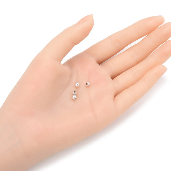 500pcs Small Tiny Corrugated Pumpkin Round Beads, Silver Plated, Size Selections: 3mm/4mm