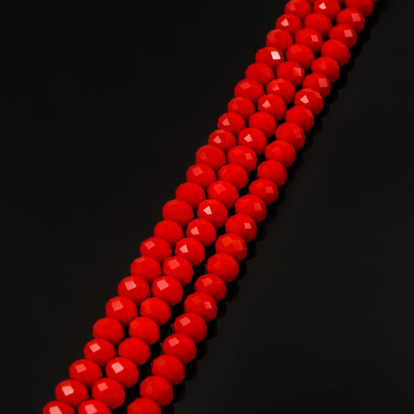 140pcs Creative Club Faceted Rondelle Crystal Glass Beads, Coral red, 8x6mm, Hole ID 1.1mm, CCR835