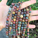 Natural Picasso Jasper Gemstone Round Beads, 1 Strand/15 Inch, Size Selections: 4mm/6mm/8mm/10mm