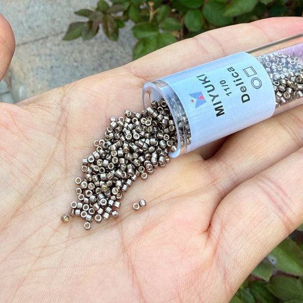7.5g Miyuki Delica 11/0 Seed Beads Duracoat Opaque Galvanized Pewter DB1852