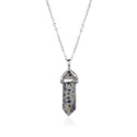 1pc Natural Dalmatian Jasper Gemstone Pendant Necklace, 18 Inch Surgical Stainless Steel Chain, GGP-C19