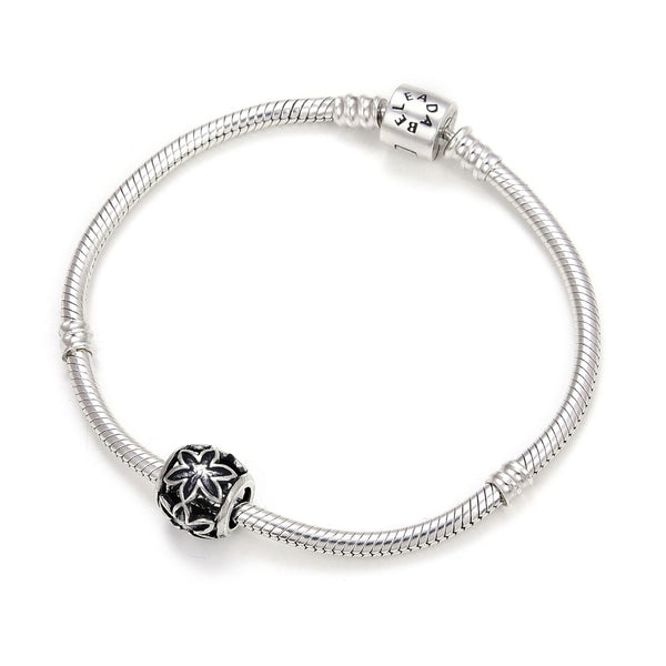 1pc Real 925 Sterling Silver Filigree Flower Bead Charm, Compatible with Pandora All Other Charm Bracelet, EC6-B4