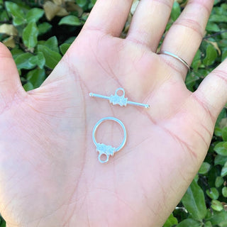 2 sets 925 Sterling Silver Flower Toggle Clasps, T-Bar Jewelry Closure, Size Selections: 9mm/12mm/15mm