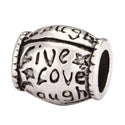 20pcs Live Love Laugh Large Hole Beads, Hole ID 4.5mm, Antique Silver, Zinc Alloy Metal, MEC-C9