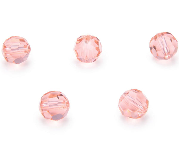 50pcs Adabele Austrian Faceted Round Crystal Beads #5000, Light Padparadscha Pink, Size Selections: 4mm/6mm/8mm/10mm