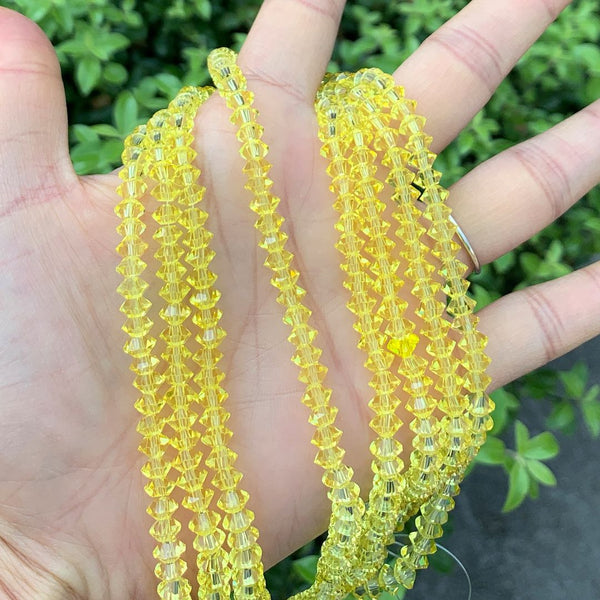 200pcs Creative Club Faceted Flat Bicone Rondelle Crystal Glass Beads #5305, Light Topaz, 6x4mm Small, Hole ID 1mm, CC3R609