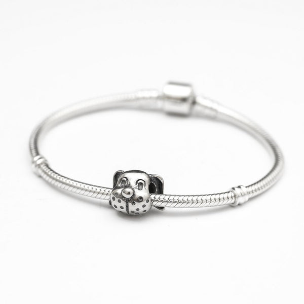 1pc Cute Real Solid Sterling Silver I Love Dog Charm Bead, Compatible with Pandora All Other Charm Bracelets, EC159