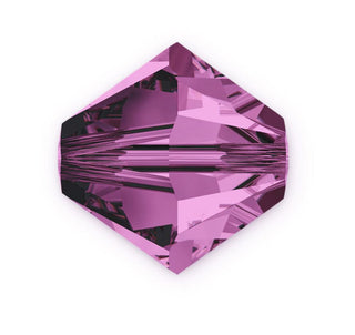 50pcs Preciosa Faceted Bicone Crystal Beads, Purple Amethyst, 6mm, Hole ID 1mm, Pre-B611