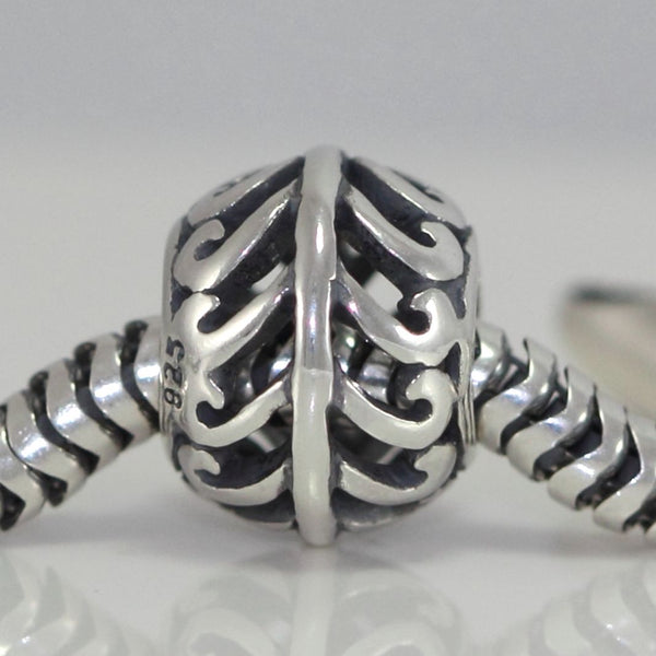 1pc Solid 925 Sterling Silver Angel Wing Feather Bead Charm, Compatible with Pandora All Other Charm Bracelet, EC268
