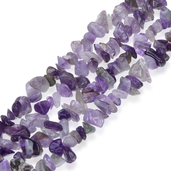 Natural Purple Amethyst Crystal Gemstone Chip Beads, Free Form, 5mm-8mm, Hole ID 1mm, 1 Strand/31 Inch, GZ1-8