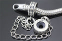 1pc 925 Sterling Silver Safety Chain Lock Clip Rubber Charm Holder Bead Stoppers, Compatible with Pandora All Other 3mm Charm Bracelet, EC28-B3