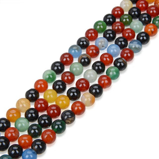 AAA Natural Mixed Colors Rainbow Agate Gemstone Round Beads, 15 Inch/1 Strand, Size Selections: 4mm/6mm/8mm/10mm