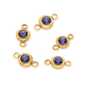 10pcs Grade A February Amethyst Purple Birthstone Links, 18K Yellow Gold Plated Stainless Steel, Tarnish Resistant, 6mm, CCP35-2