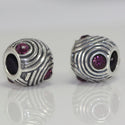 1pc Sterling Silver February Birthstone Bead Charm Amethyst Cubic Zirconia CZ, Compatible with Pandora All Other Charm Bracelet, EC186