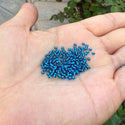 25g Miyuki Rocaille 11/0 Round Seed Beads Silver-lined Capri Blue RR-25