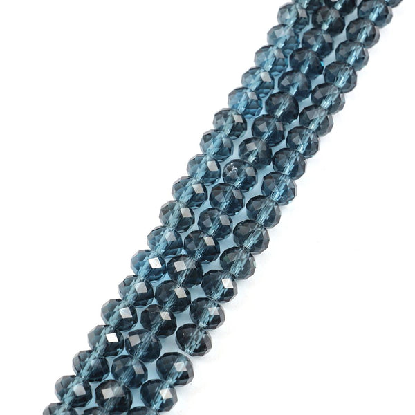 140pcs Creative Club Faceted Rondelle Crystal Glass Beads, Dark Sapphire Blue, 8x6mm, Hole ID 1.1mm, CCR820