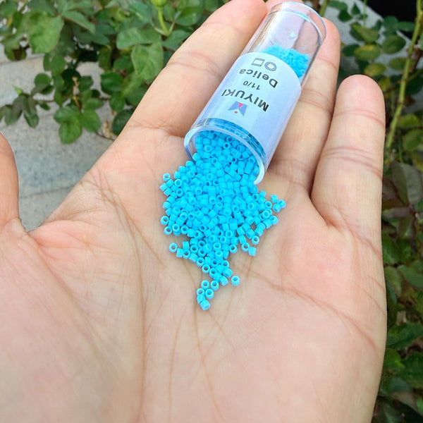 7.5g Miyuki Delica 11/0 Seed Beads, Opaque Matte Turquoise Blue DB755