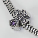 1pc Solid 925 Sterling Silver Cross Charm Religion Faith Bead Charm Cubic Zirconia CZ, Compatible with Pandora All Charm Bracelet, EC426