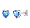 1 Pair 925 Sterling Silver December Love Heart Birthstone Stud Earrings, 6mm/0.84 Carat Cubic Zirconia CZ Blue Zircon Stone, SSE79-12