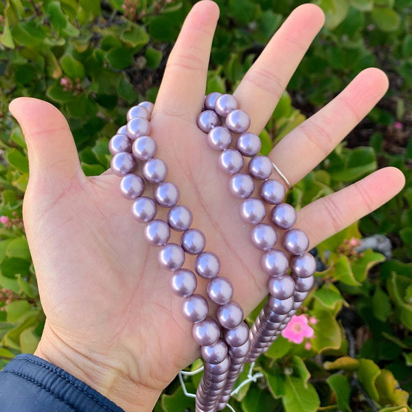 AAA Grade Natural Shell Pearl Round Beads, Freshwater Mother Of Pearl Nacre, Lavender Amethyst, 1 Strand/15 Inch, Size Selections: 4mm/6mm/8mm