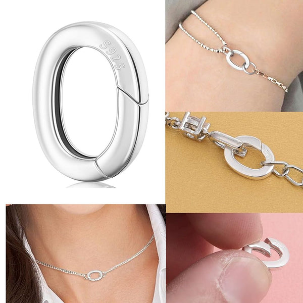 1pc 925 Sterling Silver Carabiner Jewelry Clasp, Push Open Connector, Size Selections: 10x7mm, 17x11mm, 20x14mm
