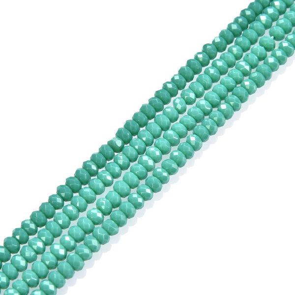 Natural Amazonite Green Quartz Gemstone Faceted Rondelle Beads, 4x2mm/Small, Hole ID 0.9mm, 14 Inch/1 Strand, GH1R-13