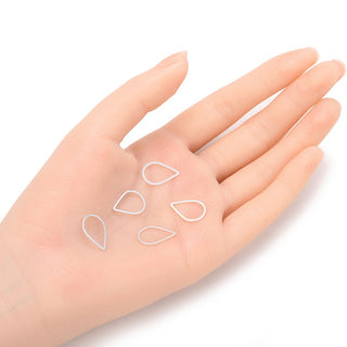 100pcs Teardrop Beading Hoops, Open Back Bezel Frame, Sterling Silver Plated Brass, Size Selections: 16mm/22mm/25mm