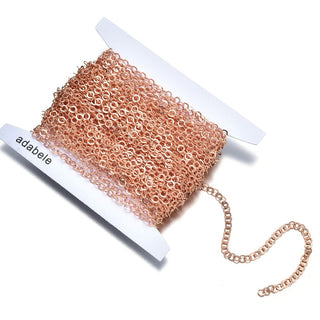 33 Feet Flat Round Link Copper Chain Link, Bright Coppery, 5mm