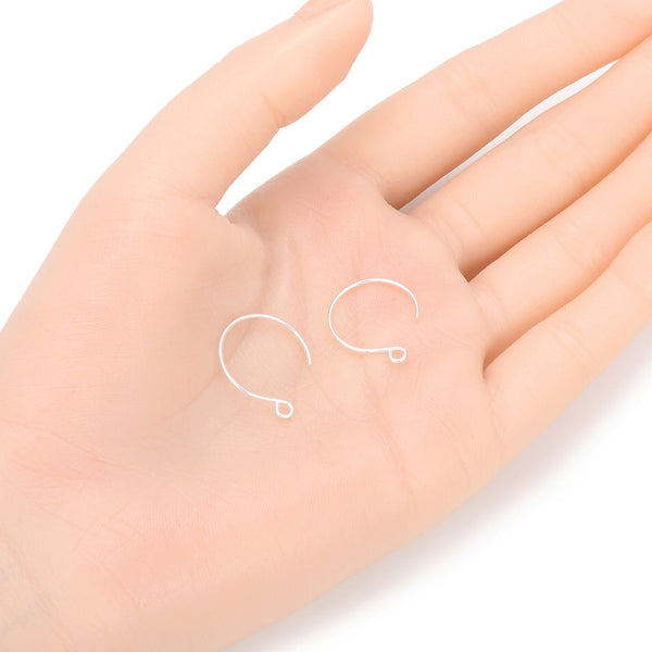 10pcs 925 Sterling Silver Round Circle Earring Hooks, Open Jump Ring, 0.8mm/20 Gauge, Size Selections: 12mm/16mm
