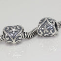 1pc Solid 925 Sterling Silver Floral Heart Charm Love Bead, Compatible with Pandora All Other Charm Bracelet, EC231