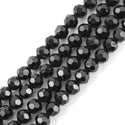 140pcs Creative Club Faceted Round Crystal Glass Beads, Jet Black, 8mm, Hole ID 1mm, CC2R823