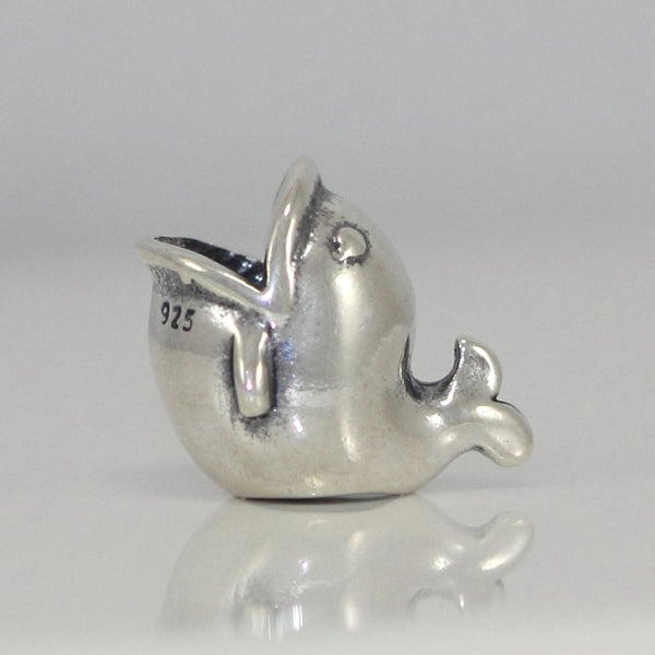 1pc Real Solid Sterling Silver Dancing Dolphin Peace Charm Bead, Compatible with Pandora All Other Charm Bracelets, EC527