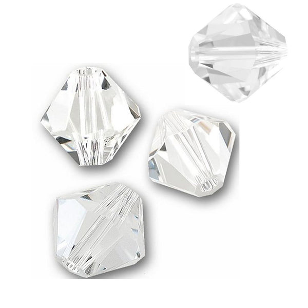 288pcs Preciosa Faceted Bicone Crystal Beads, Crystal Clear, 6mm, Hole ID 1mm, Prw-601
